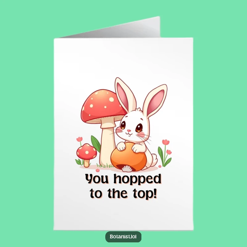 Free Printable Congrats Card: Rabbit & Mushroom - Celebrate Wonders with Humor!