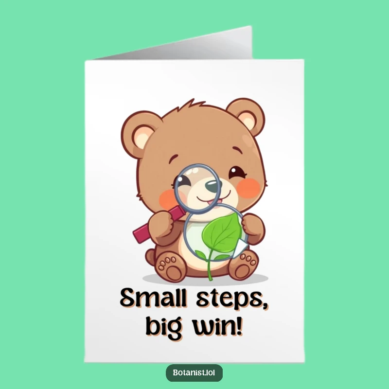 Free Printable Congratulations Card: Bear Cub & Leaf - Celebrate Small Wonders