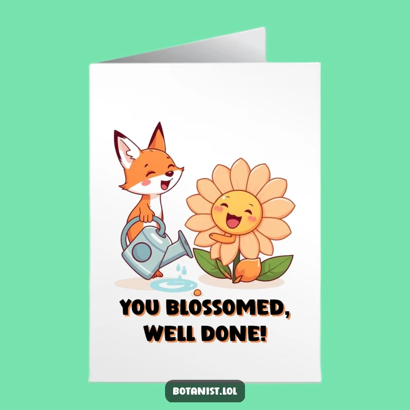 Free Printable Congratulations Card: Fox & Flower - Celebrate Growth with Fun Downloads