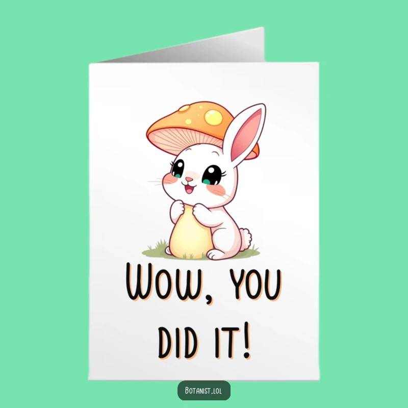 Free Printable Congratulations Card: Rabbit & Mushroom - Celebrate Discovery with Fun Downloads