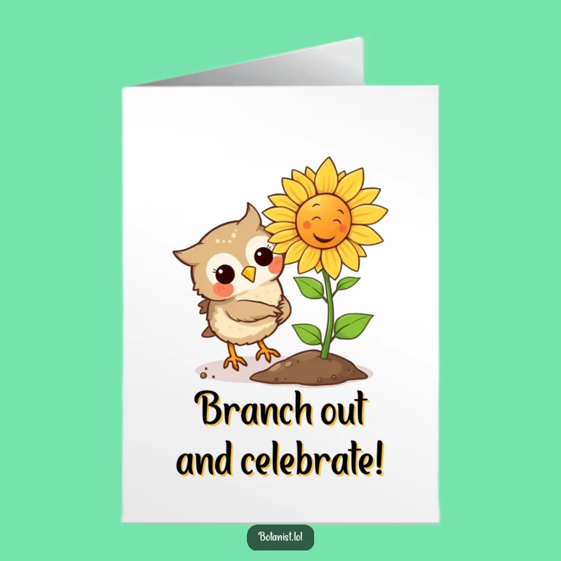 Free Printable Owl Congratulations Card: Laughing Sunflower Sprout Downloadable Gift