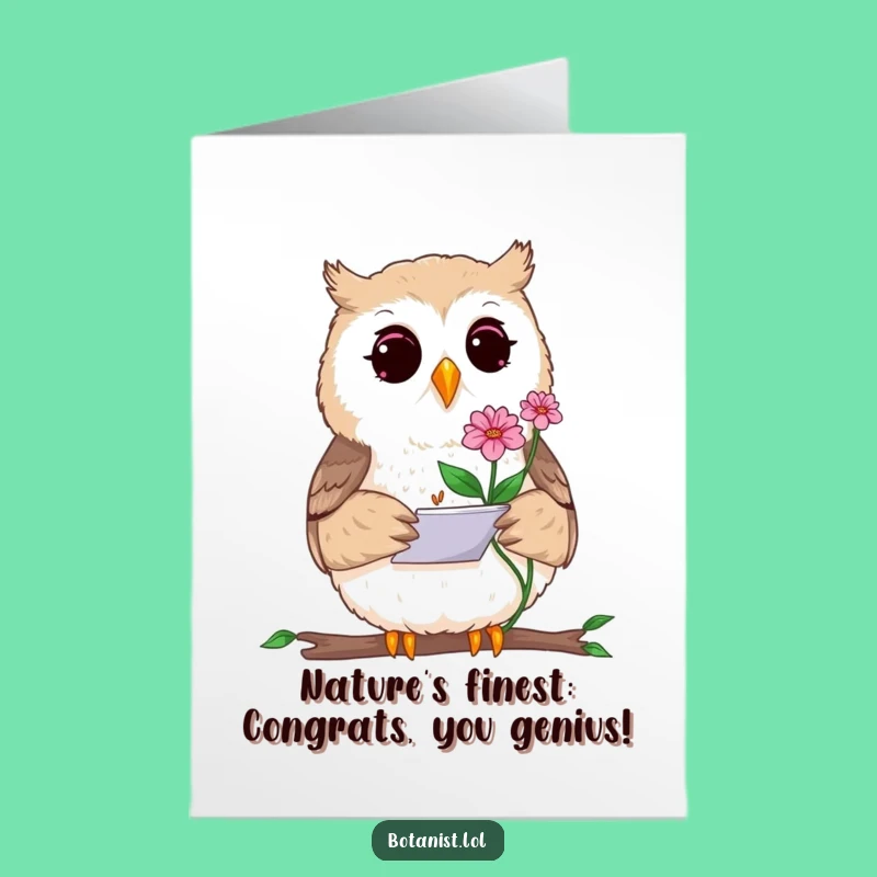 Free Printable Congrats Card: Owl Artist's Humorous Sketch, Downloadable Celebration Gift