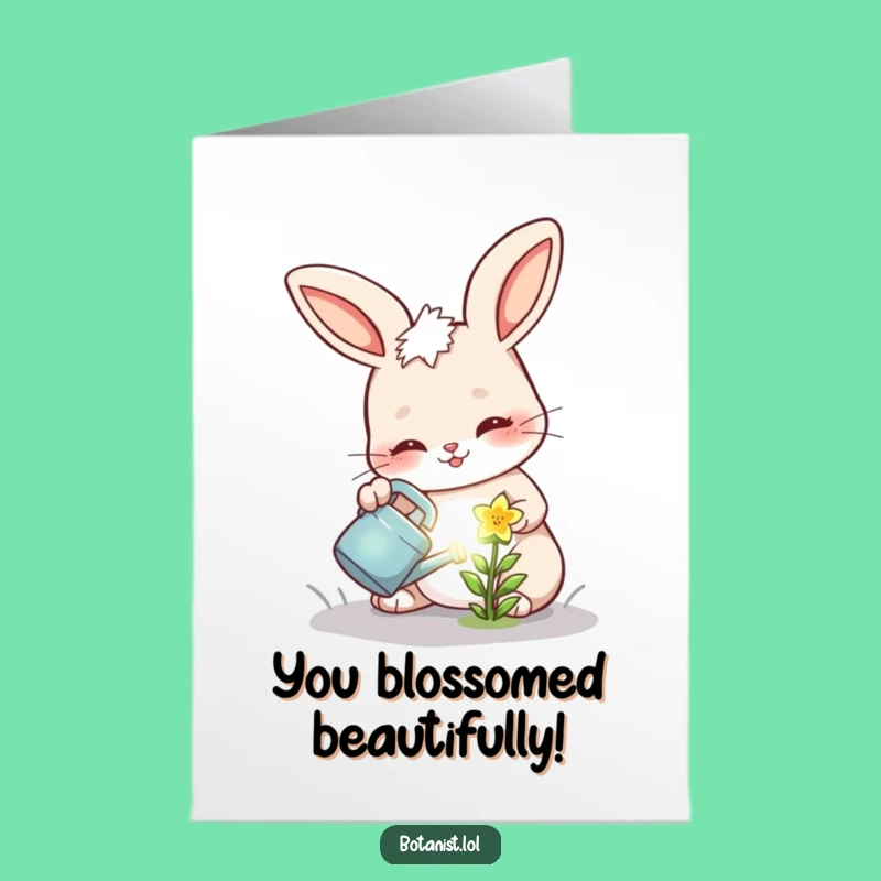 Free Printable Congrats Card: Bunny's Glowing Success - Downloadable Celebration Art!