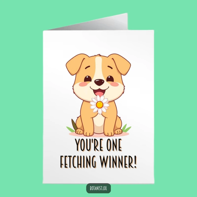 Free Printable Congrats Card: Happy Dog Daisy Celebration - Funny Downloadable Gift
