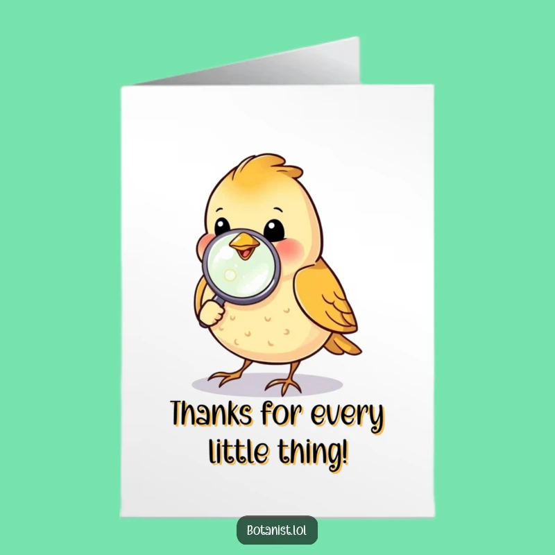Free Printable Thank You Card: Bird's Careful Thanks, Downloadable Gratitude
