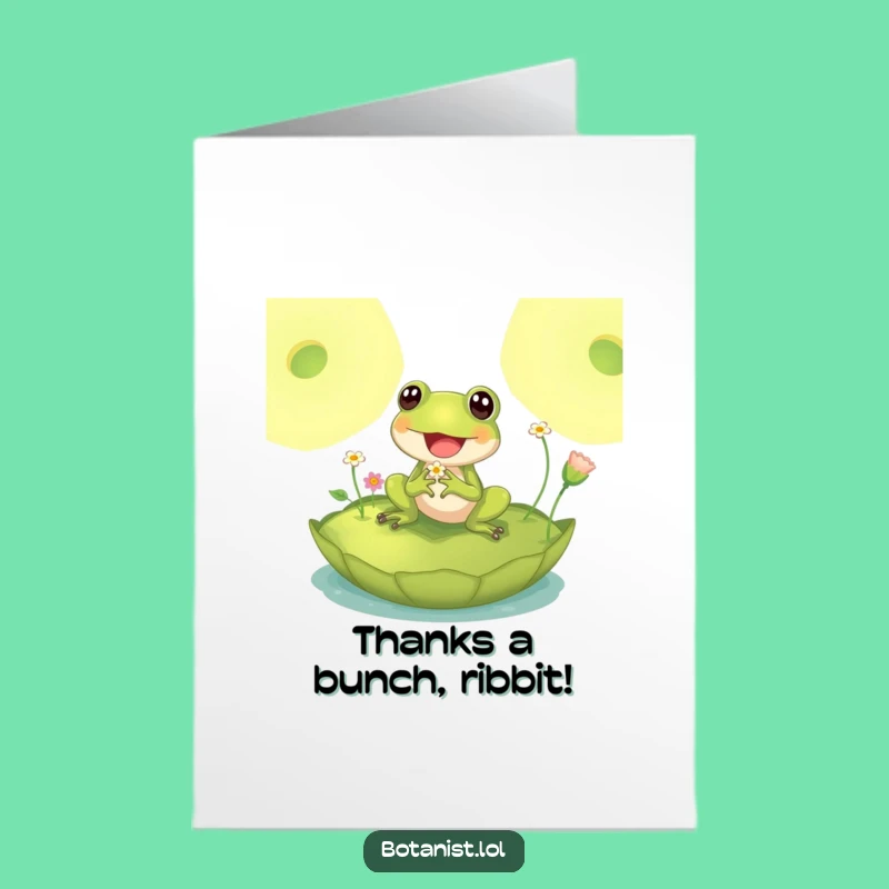 Free Printable Thank You Card: Delighted Frog Lily Pad Funny Downloadable Gift