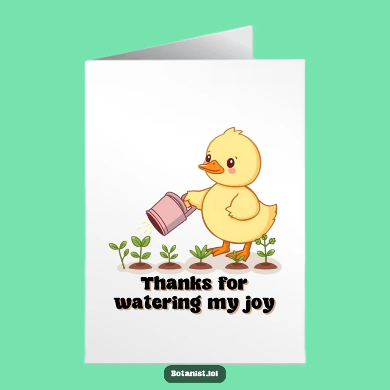 Free Printable Thank You Card: Duckling Gardener, Thanks Grow Funny Downloadable Gift