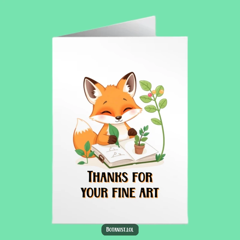 Free Printable Thank You Card: Fox Artist & Leaf - Express Thanks Creatively!