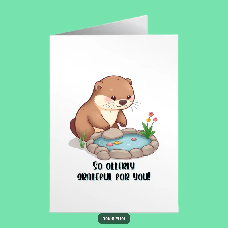 Free Printable Thank You Card: Grateful Otter Gardener - Funny Downloadable Gift