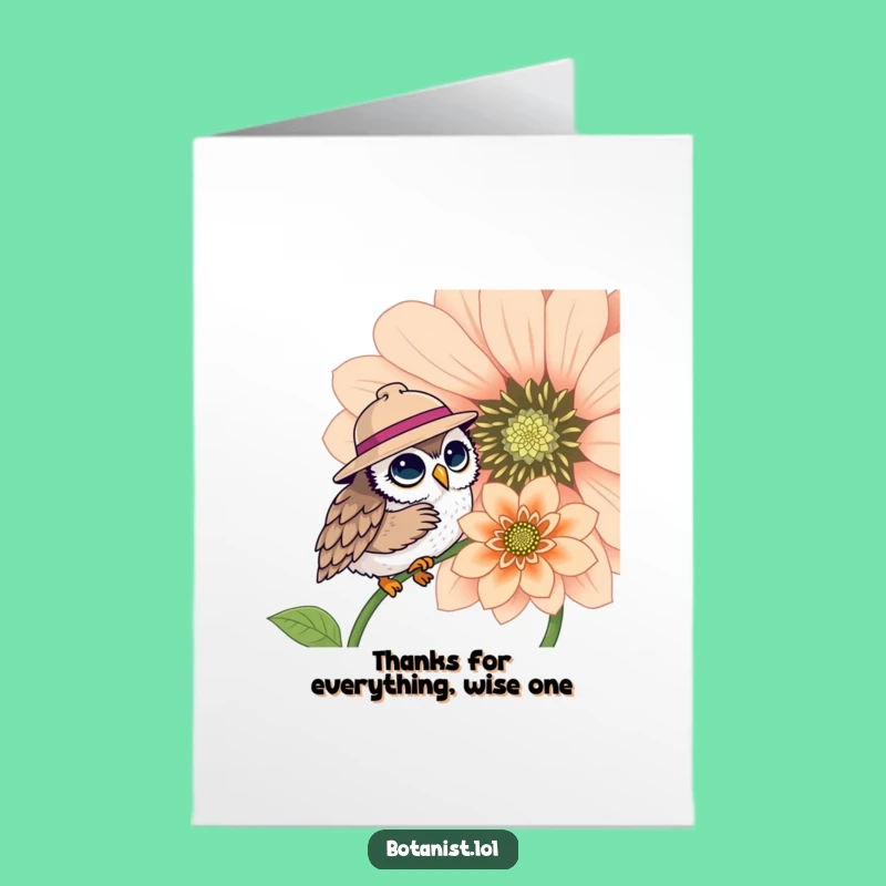 Free Printable Thank You Card: Owl Hat & Flower - Express Gratitude with Charm!