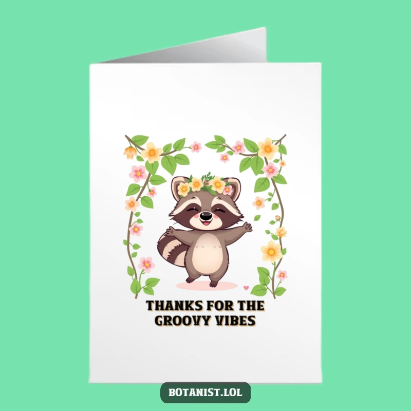 Free Printable Thank You Card: Raccoon's Vine Dance, Funny Downloadable Gift!