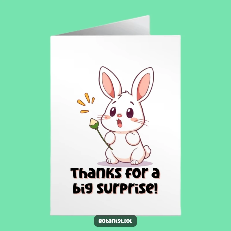 Free Printable Thank You Card Surprised Bunny Popping Seed Downloadable