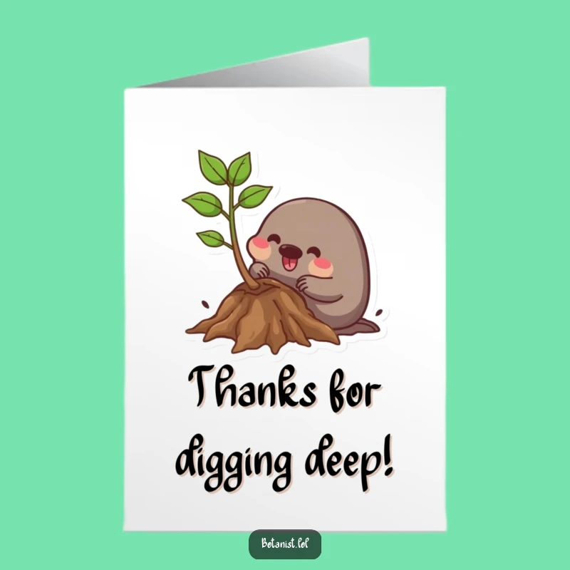 Free Printable Thank You Card: Grateful Mole - Funny Downloadable Gift
