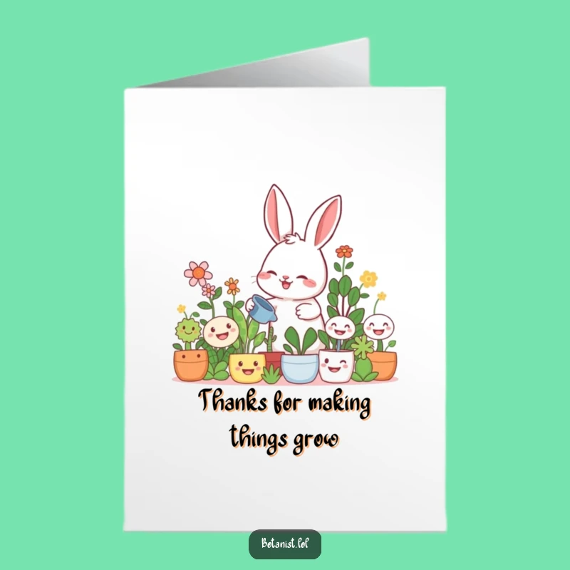 Free Printable Rabbit Thank You Card: Funny Gardener's Heartfelt Thanks