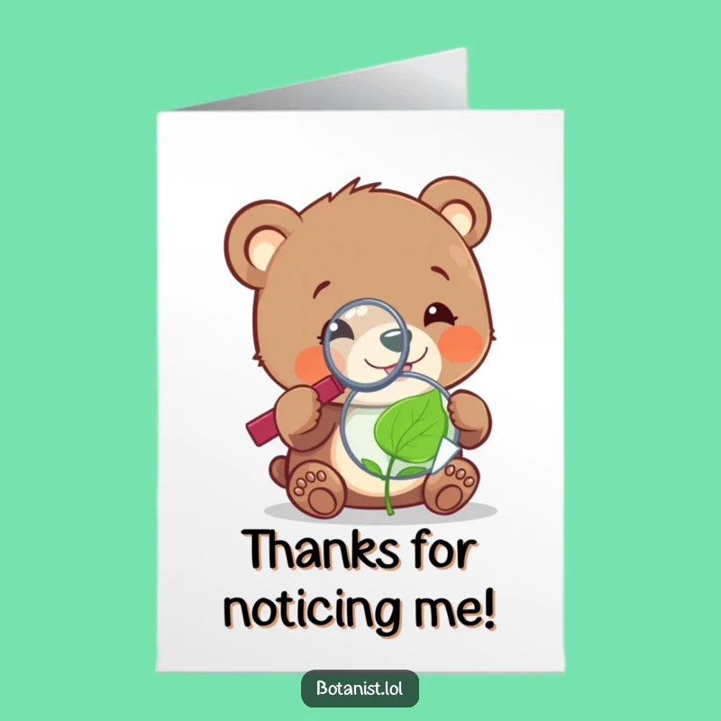 Sweet Free Printable Thank You Card: Bear Cub & Leaf - Show Appreciation for Detail