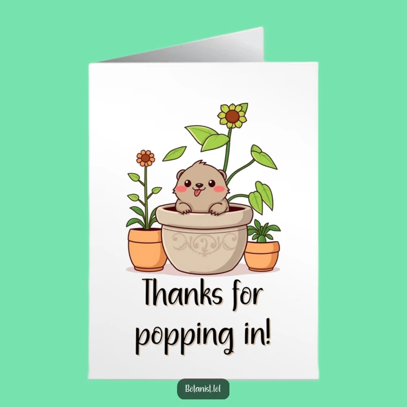Cheerful Mole Thank You Free Printable Card - Funny Plant Downloadable Gift