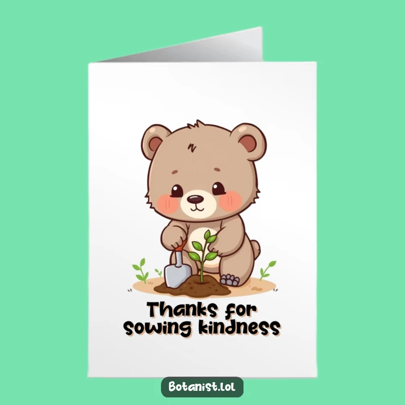 Free Printable Funny Bear Thank You Card: Planting Gratitude Joke Downloadable