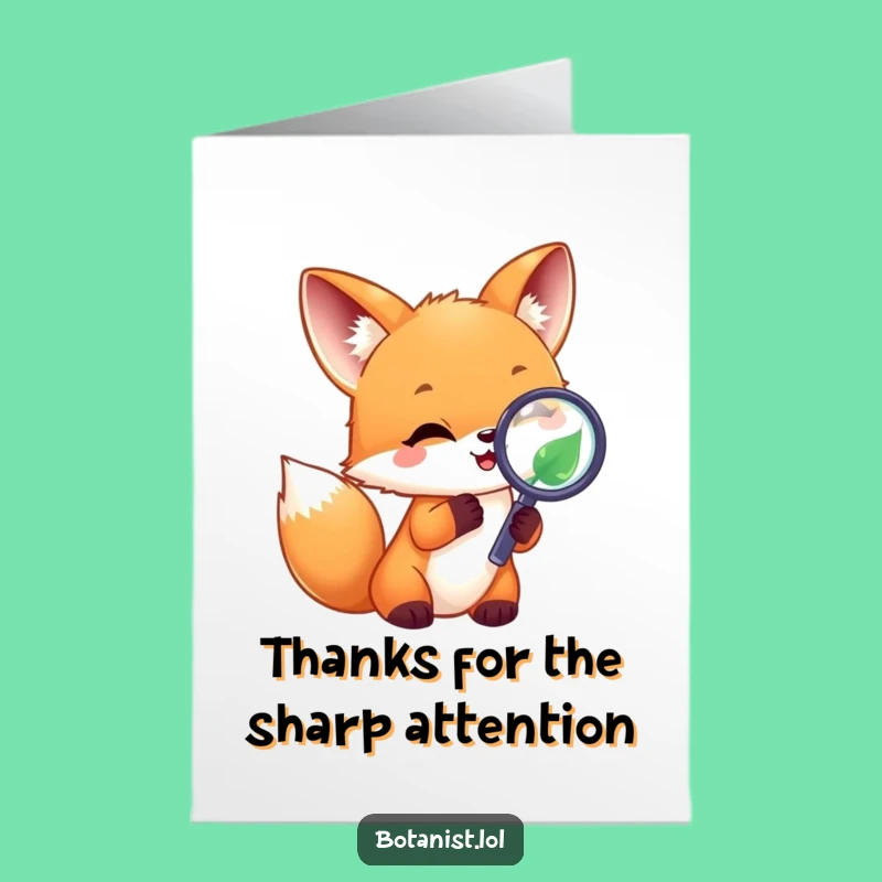 Free Printable Funny Fox Thank You Card: Leaf Appreciation Joke Downloadable
