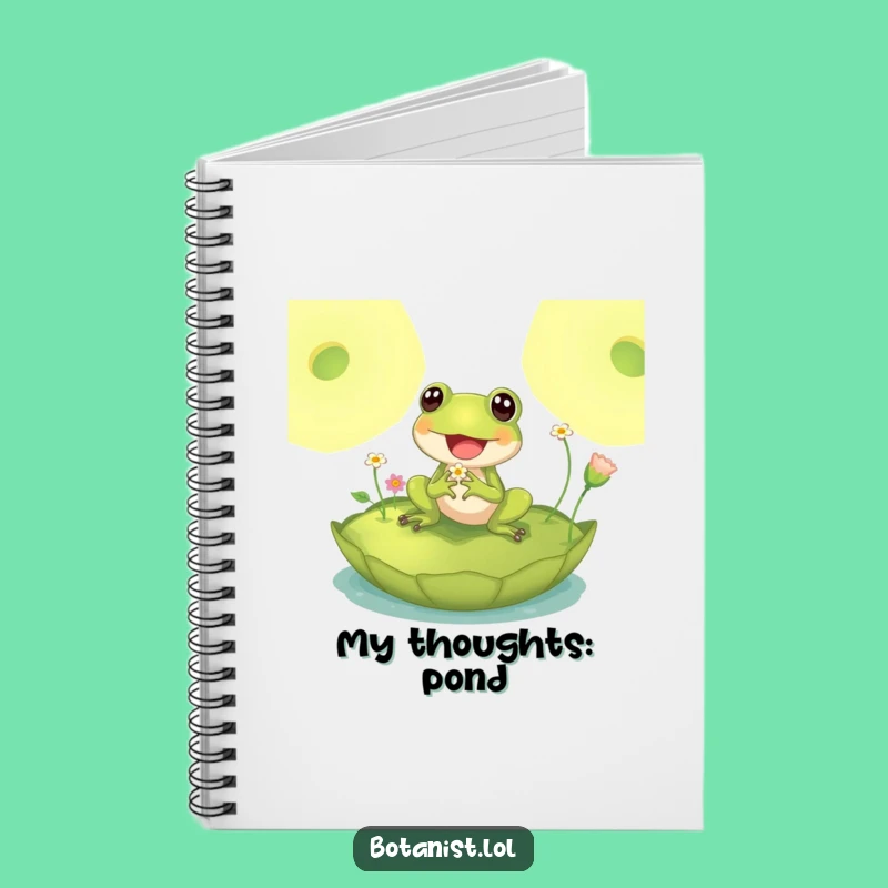 Funny Delighted Frog Lily Pad Notebook - Jot Down Your Thoughts with Pondside Peace