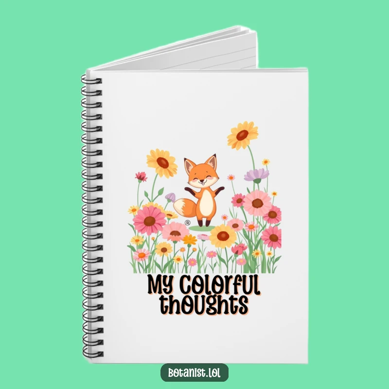 Funny Fox Dancing Wildflowers Notebook - Jot Down Ideas with Nature's Fun