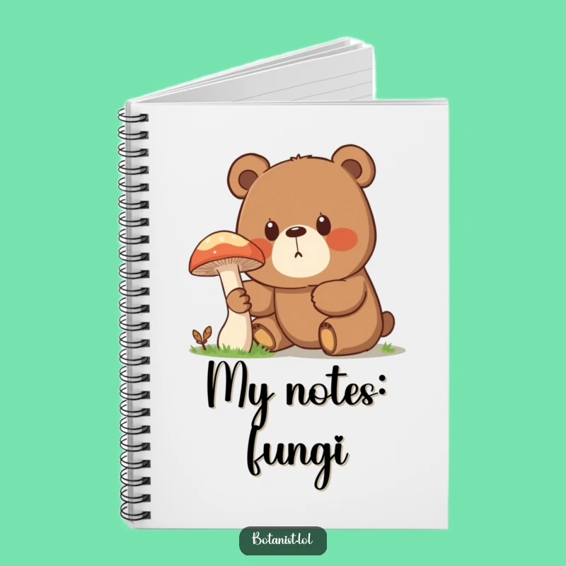 Funny Surprised Bear Mushroom Notebook - Jot Down Your Wonders with Forest Friends