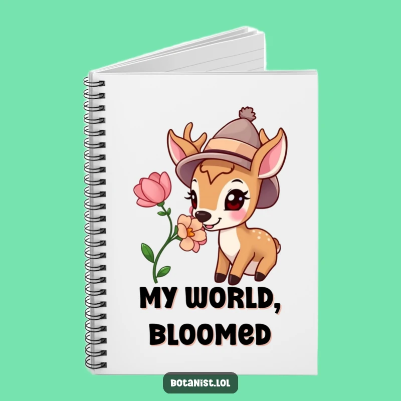 Funny Happy Deer Hat Bloom Notebook - Capture Your Thoughts with Woodland Whimsy