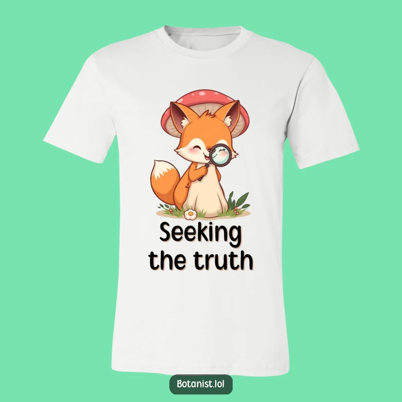 Funny Fox Mushroom T-Shirt: Giant Fungus Investigator - Quirky Funny Gift Tee