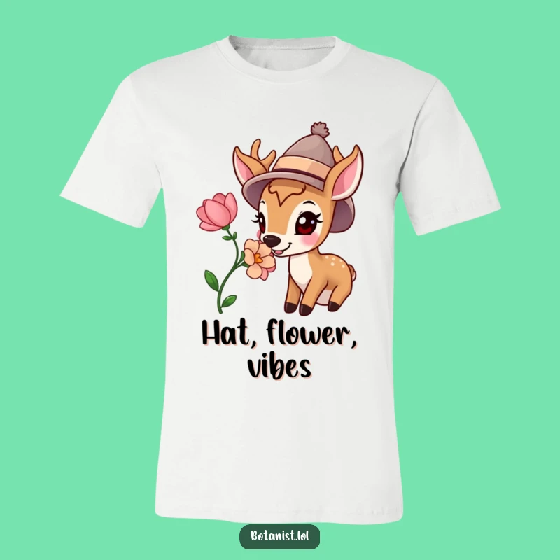 Funny Happy Deer Hat Bloom Tee - Wear Nature's Whimsy and a Smile