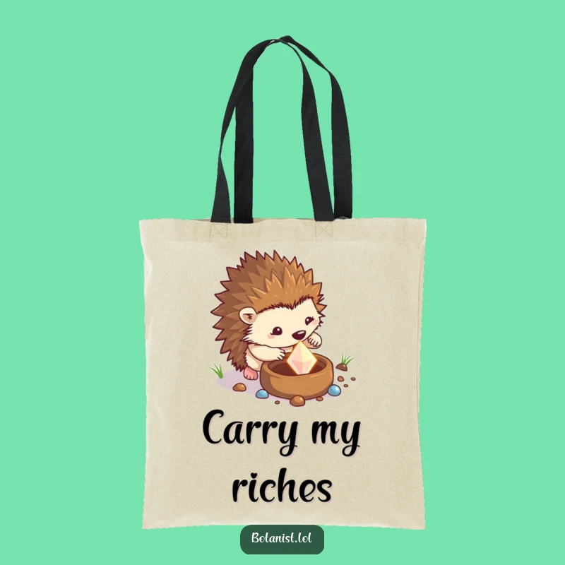 Funny Hedgehog Gem Dig Tote Bag: Carry Your Treasures, Hilarious Gift for Diggers