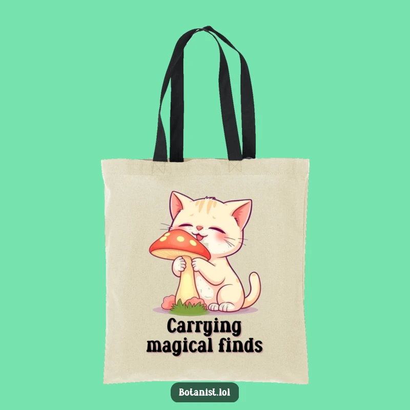 Funny Cat Mushroom Tote Bag - Carry Magic and Humor Everywhere