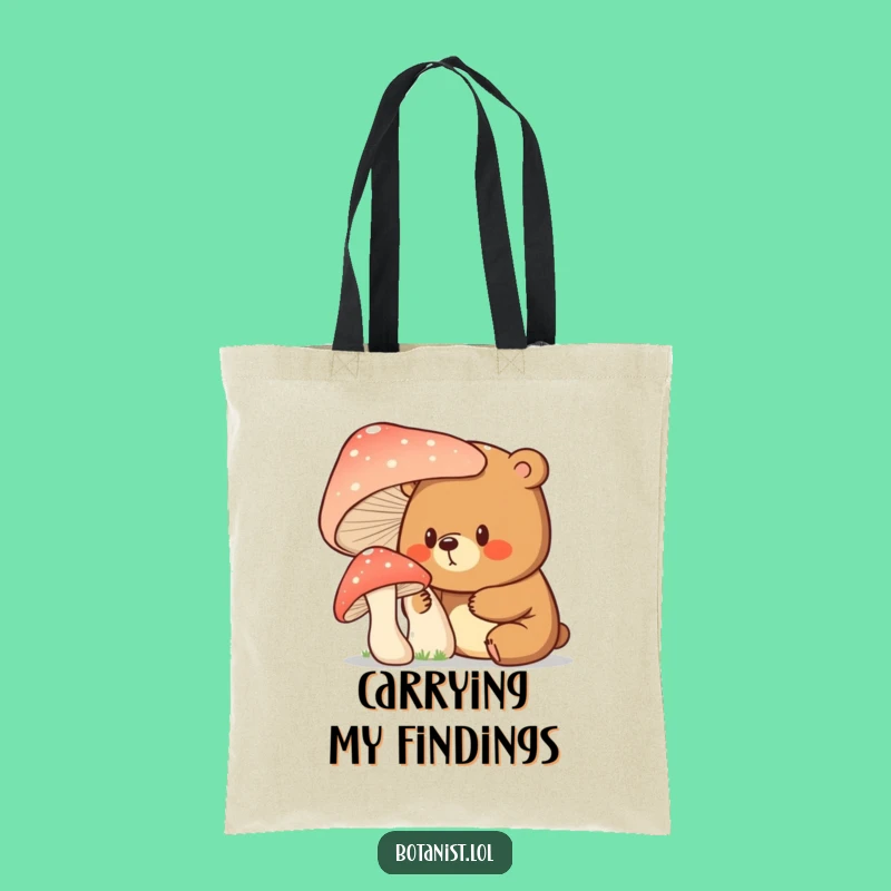 Funny Bear Mushroom Tote Bag - Stylish and Humorous Woodland Accessory