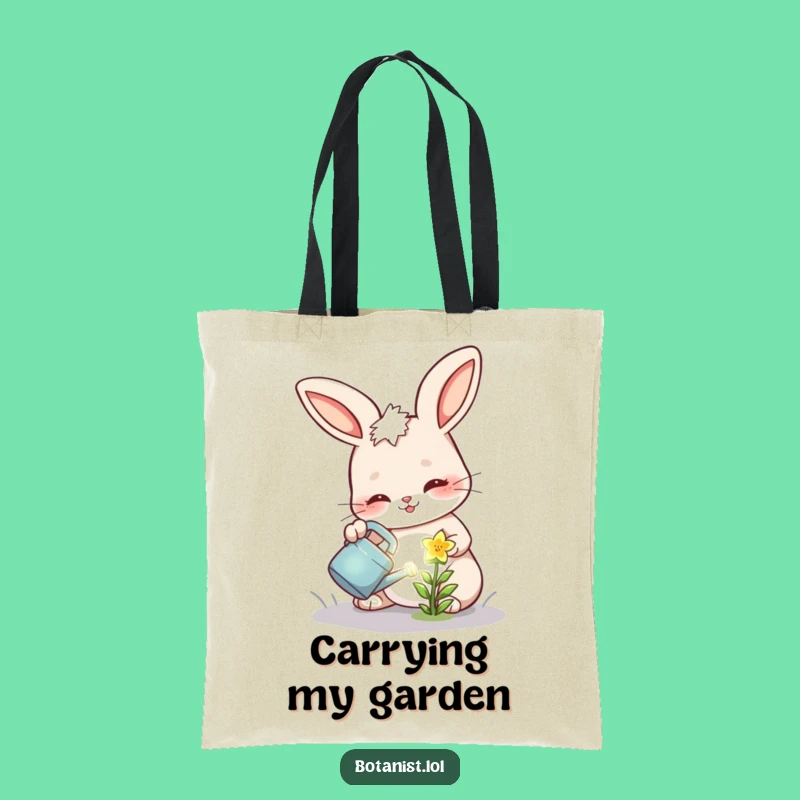 Funny Bunny Flower Tote Bag: Gardener's Bloom Carry-All - Chic Funny Gift