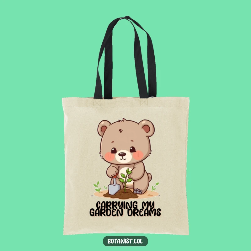 Funny Bear Garden Tote Bag - Determined Gift for Planters