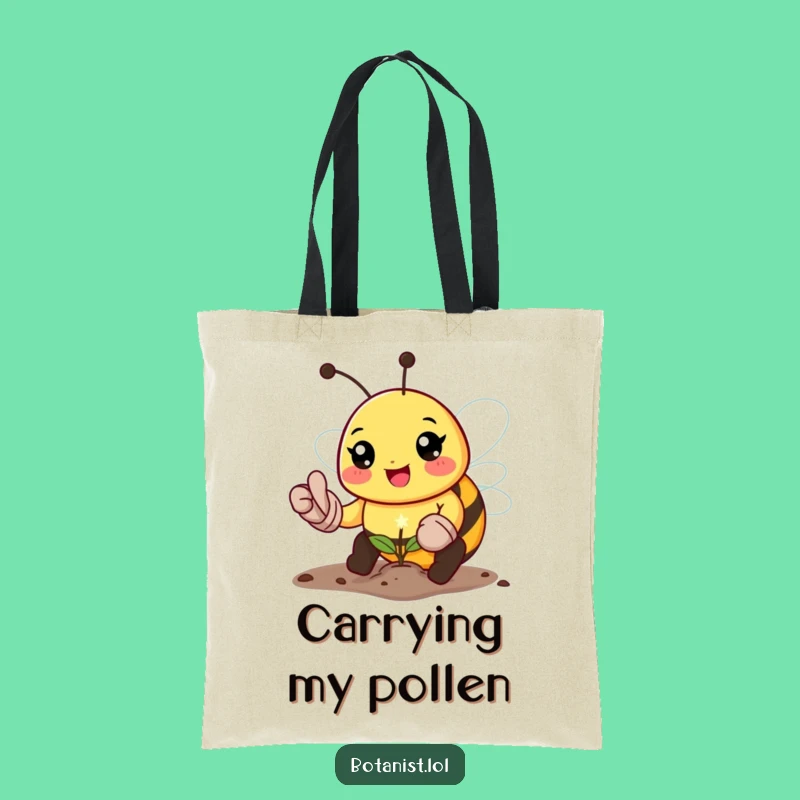 Funny Bee Gardener Tote Bag: Carry Your Goods with a Happy Planting Bee!