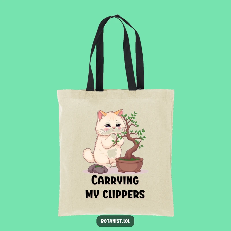 Funny Cat Bonsai Tote Bag: Carry Your Calmness in Style