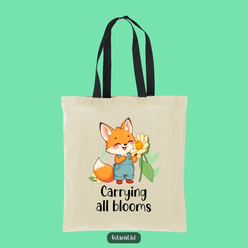 Funny Fox Gardener Tote Bag: Carry Floral Fun with a Cute Fox, Adorable Funny Gift!