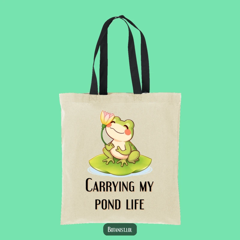 Funny Frog Lily Pad Tote Bag: Carry Your Sunshine