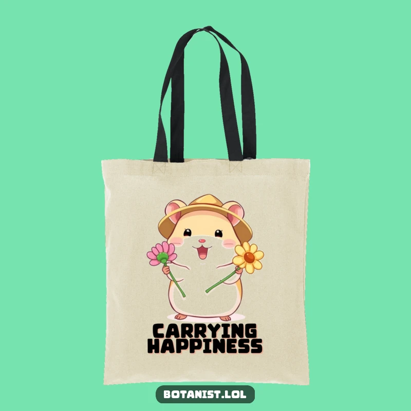 Funny Hamster Flower Tote Bag: Carry Your Treasures with Hilarious Charm!