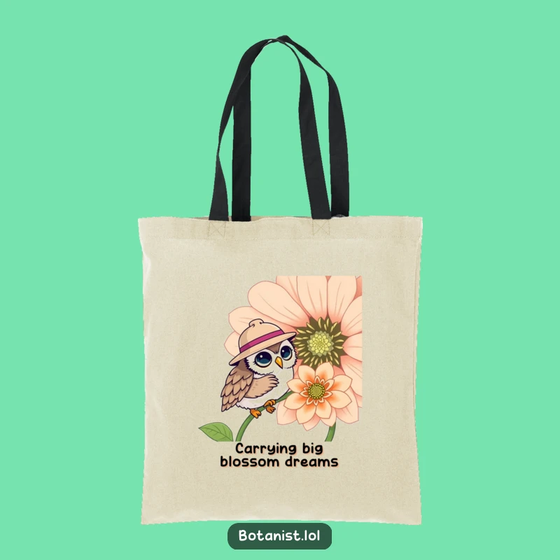 Funny Owl Hat Flower Tote Bag: Carry Nature's Whimsy!