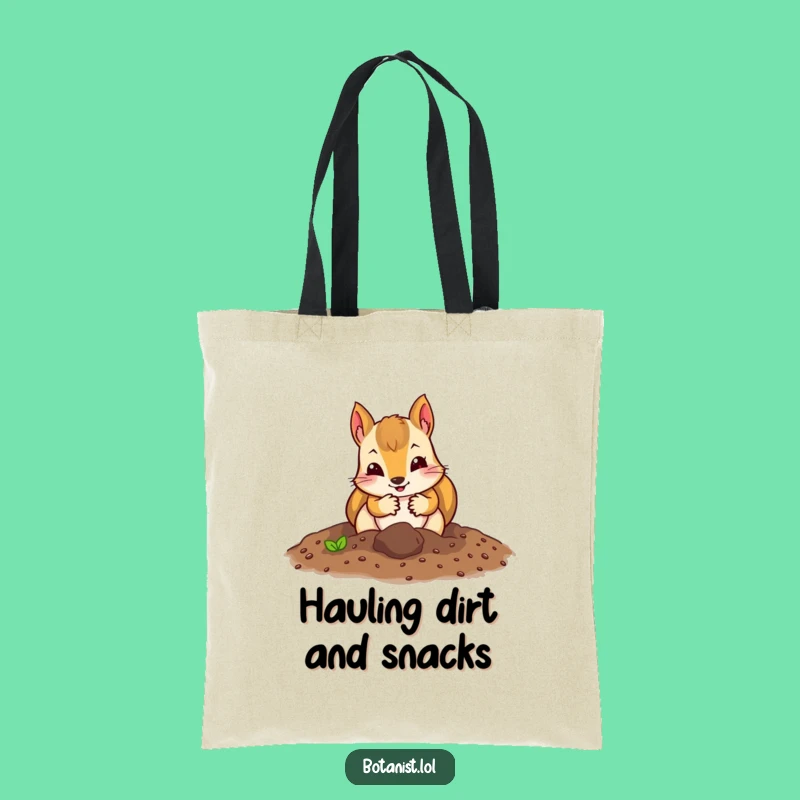 Funny Squirrel Gardener Tote Bag: Carry Your Tools with a Digging Squirrel, Adorable Funny Gift!