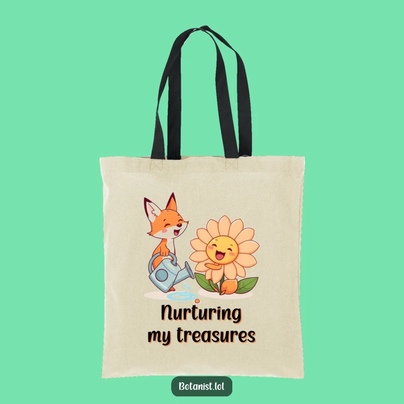 Funny Fox Flower Tote Bag: Carry Your Green Thumb with Style!